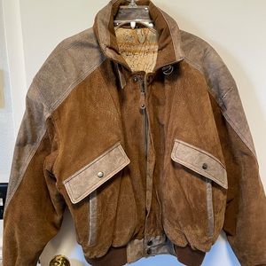 Vintage RAGE by Mirage two-tone leather bomber jacket, Excellent condition, MED